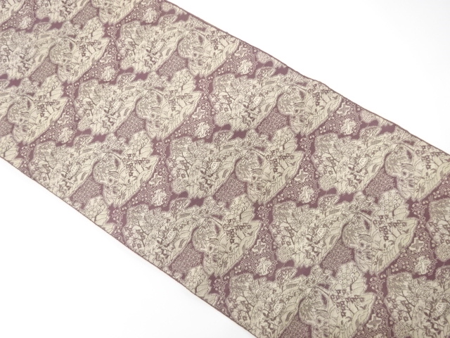 アンティーク　田舎風景模様織り出し名古屋帯（着用可）